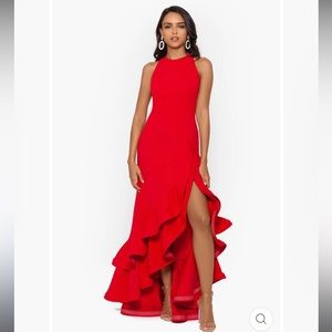 RUFFLE TIER SCUBA CREPE DRESS